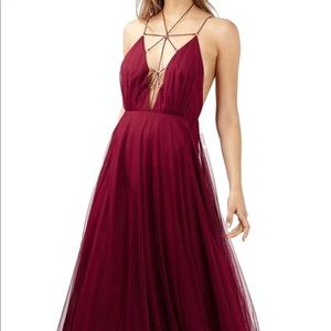 Beautiful burgundy tulle gown